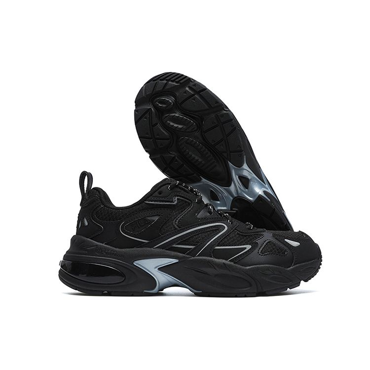 Fila Heritage Running Retro Synthetic Leather EVA TPU Low Top Running Shoes Women Sneaker Black F12W141122FBK