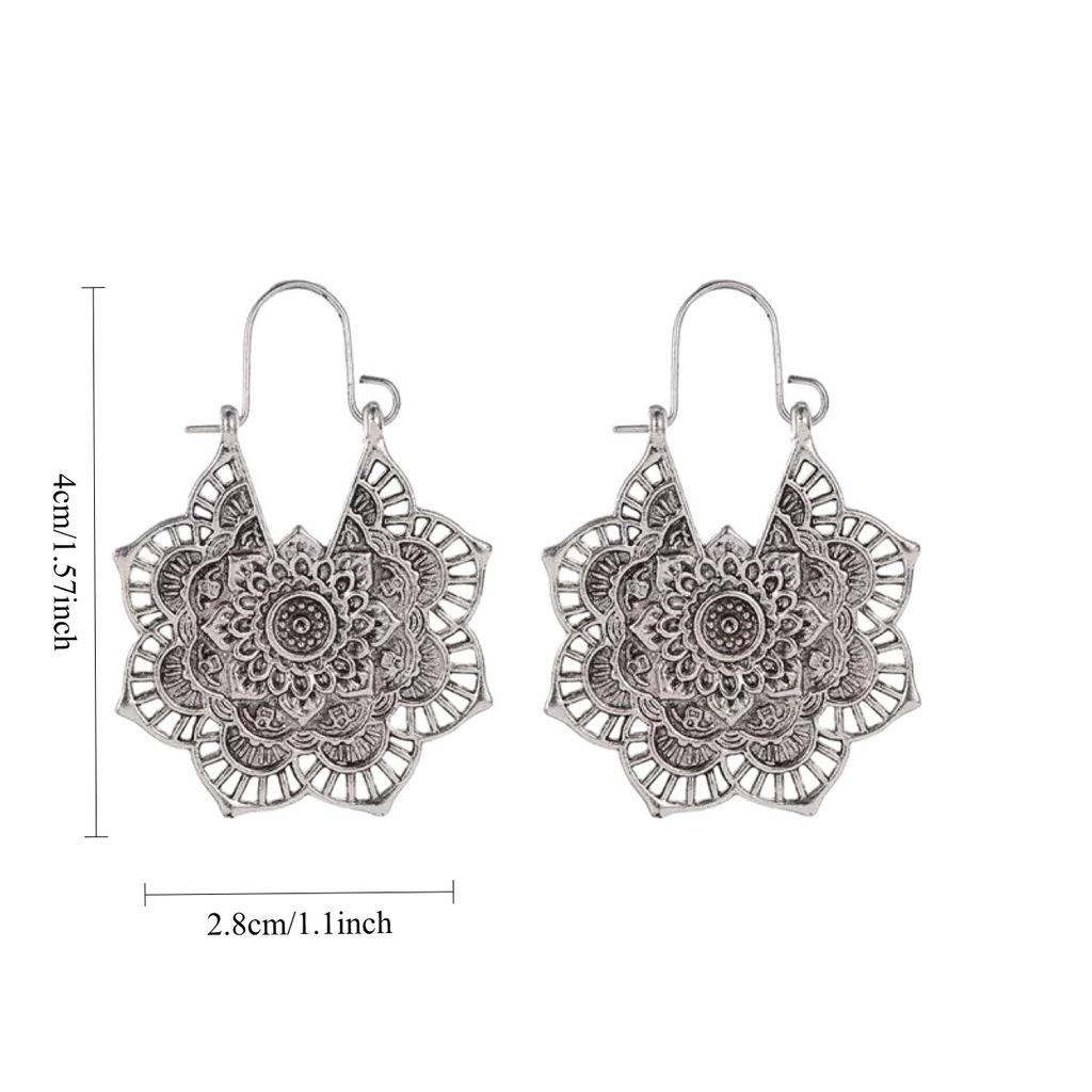 Hollow Flower Earrings for Ladies, Vintage Bohemian Carved Court Earrings