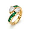 Ring - LUXENTER - Juini - 18 Carat Yellow Gold Plated - Emerald Cubic Zirconia - Width 16.5 Mm