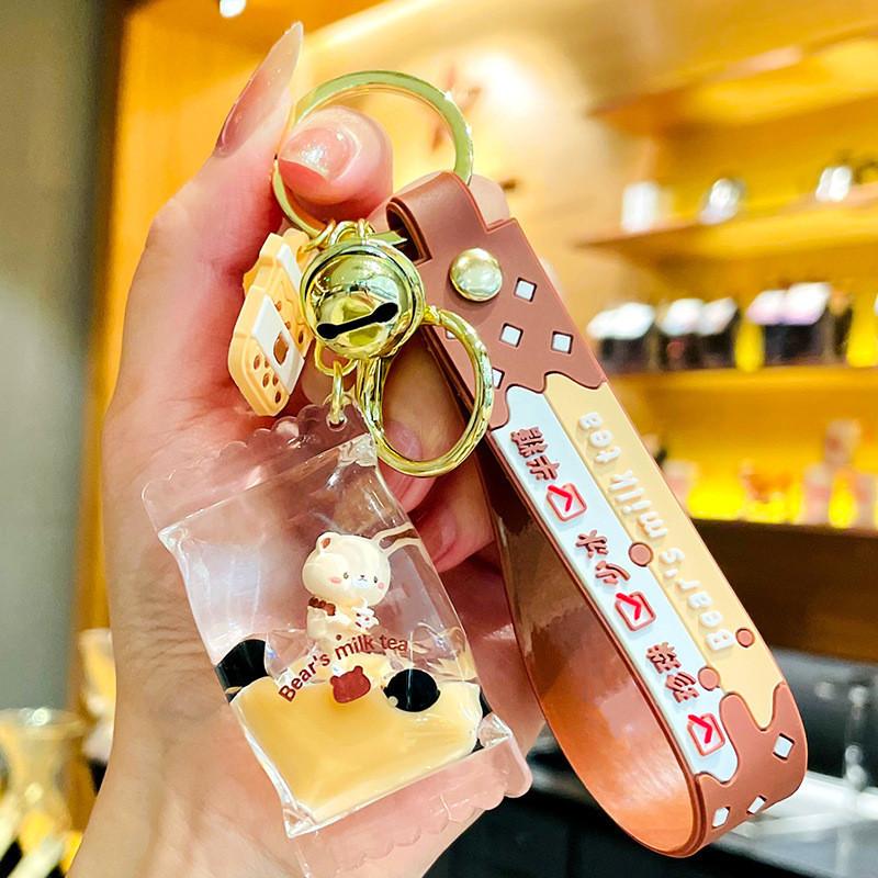 Flowing Liquid Trendy Bear Keychain For Bags And Keys Perfect Idea Gift
