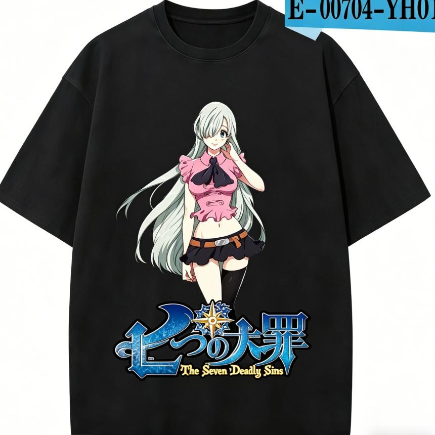 Seven Deadly Sins Merch Anime Lover Washed T-shirt Year Round Clothing High Quality Personality Clothes Plus Size Unisex New Model Couples Tee