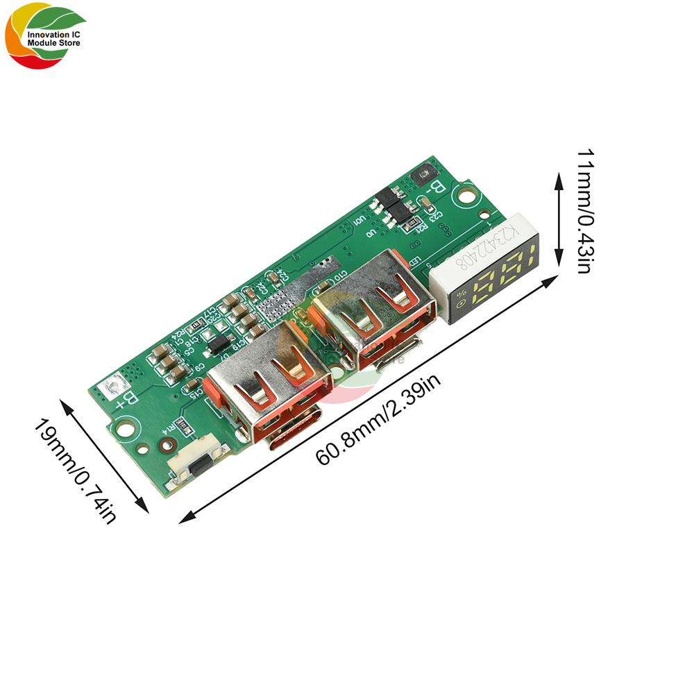 22.5W Fast Charging Module PD QC 3.7V Lithium Battery Power Bank Circuit Board with LED Display Protection DIY Charger Mainboard