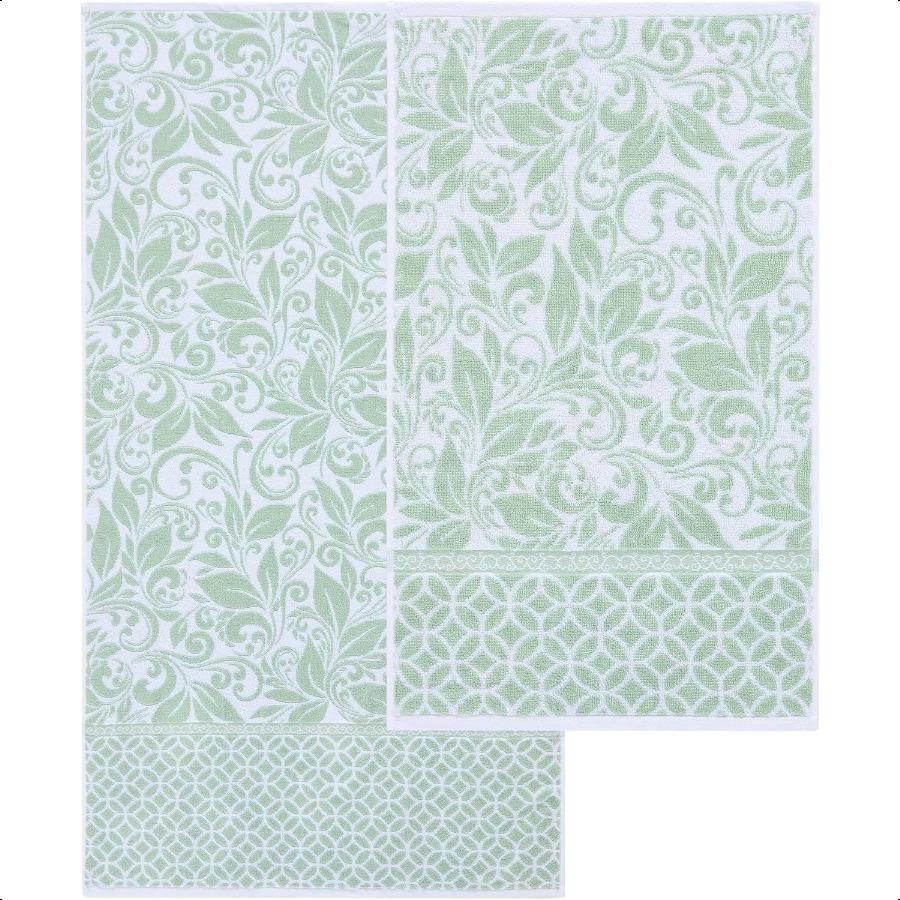 Trefoil Filigree 6Piece 100 Cotton Towel Set Reversible Yarn Dyed Jacquard Includes 2 Bath Towels 2 Hand Towels 2 Washcloths Ab
