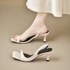 Niche high-heeled sandals shoes summer 2025 new square head thin heel empty skirt single shoes