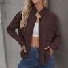 Autumn Winter Women's Cardigan Long Sleeve Stand-up Neck Single Breasted Knitted Sweater