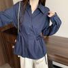 Plus Size Women's Slimming Tie-up Waist-Cinch Fashion Shirt