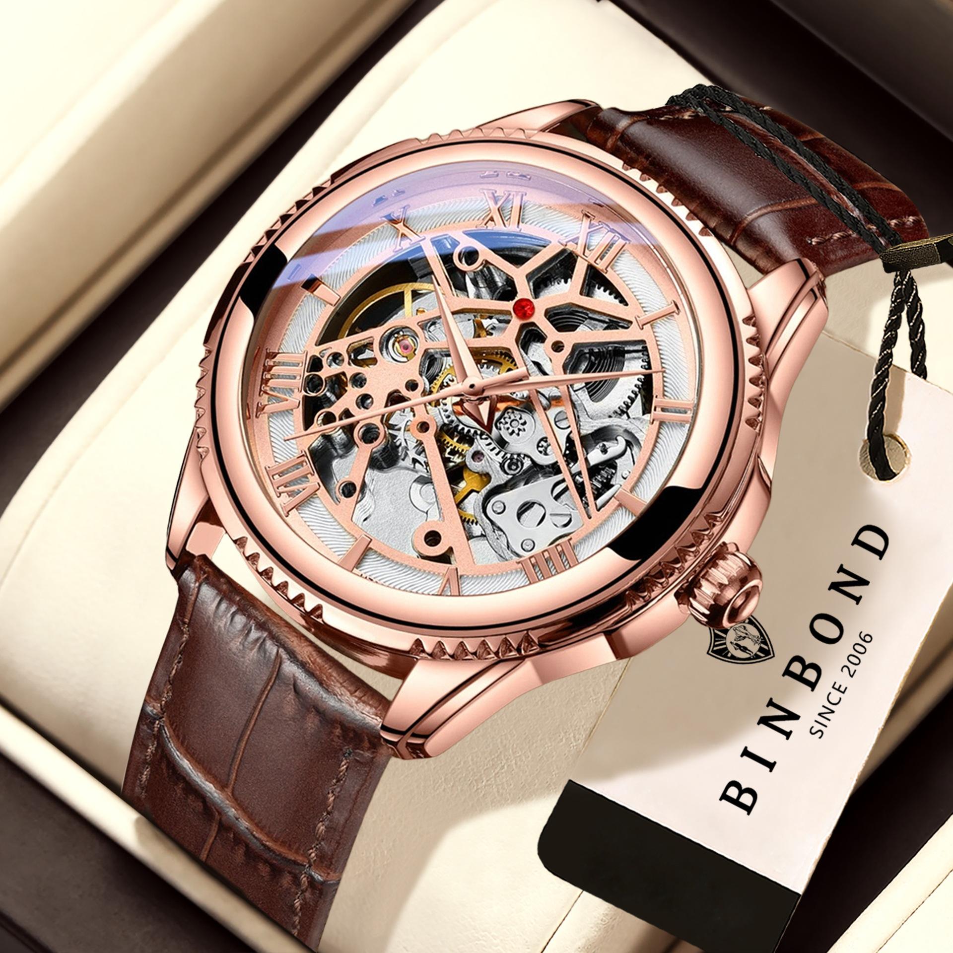 Customized High-quality Exquisite Luxury Automatic Mechanical Watch Hollow Simple Waterproof Fashion Luminous Men s Watch.