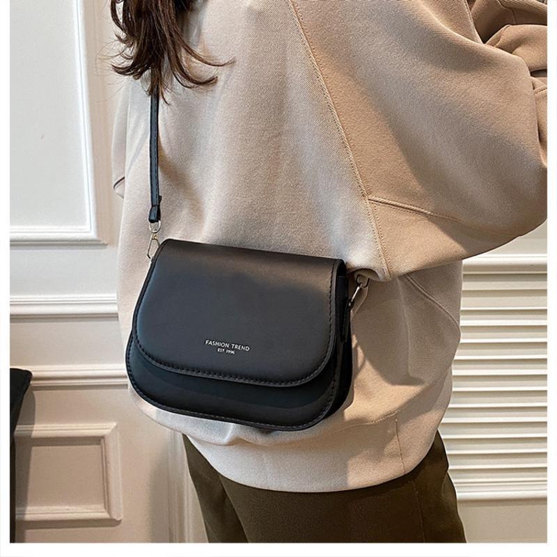 Shoulder Bag Waterproof PU Leather Simple Solid Color Flap Crossbody Messenger for Daily Commute Travel Shopping