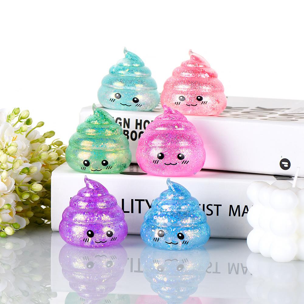 Novelty Squishy Poo Stress Ball Squishies Toys Glitter Funny Stretch Squeeze Fidget Toys For Kids Adults Fool'S Day Prank Gift