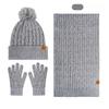 Knitted Hat Scarf Gloves Set Women's Winter Double Layer Plus Velvet Thick Outdoor Warm