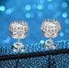 Hot Sale Women Earring Stud 1ct CZ Crystal  Silver Needle  Crown Stud Earrings with Round White Clear Zircon