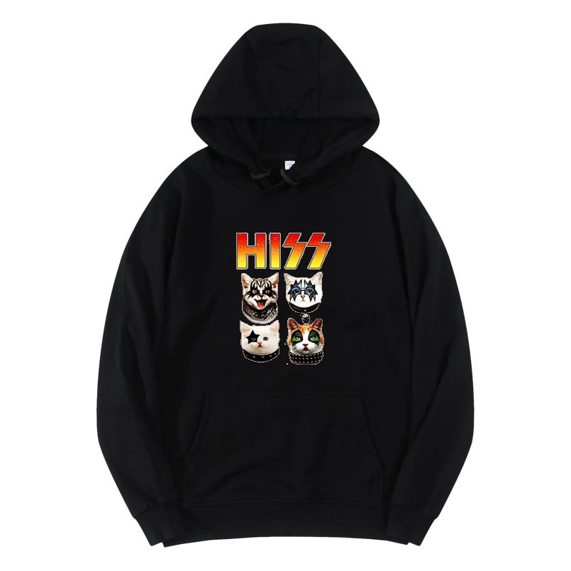 

Забавные толстовки унисекс с изображением кошек Hiss, уличная одежда, пуловер для отдыха, унисекс, свободная толстовка на шнурке