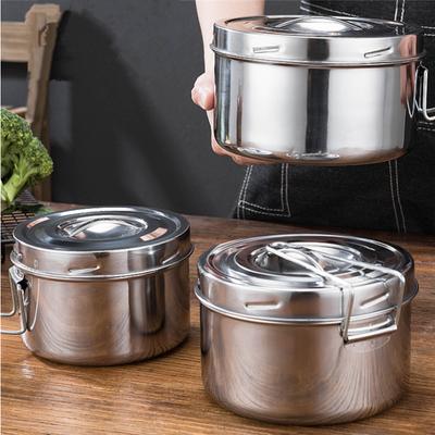 Thicken Stainless Steel Round Lunch Box Multipurpose Portable Bento Boxes Kitchen Food Storage Container with Lids Tableware