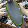New Medieval Vintage Fashion Retro Design Qingti Color Jade Bracelet 12M Natural Stone Long Necklace Bracelet