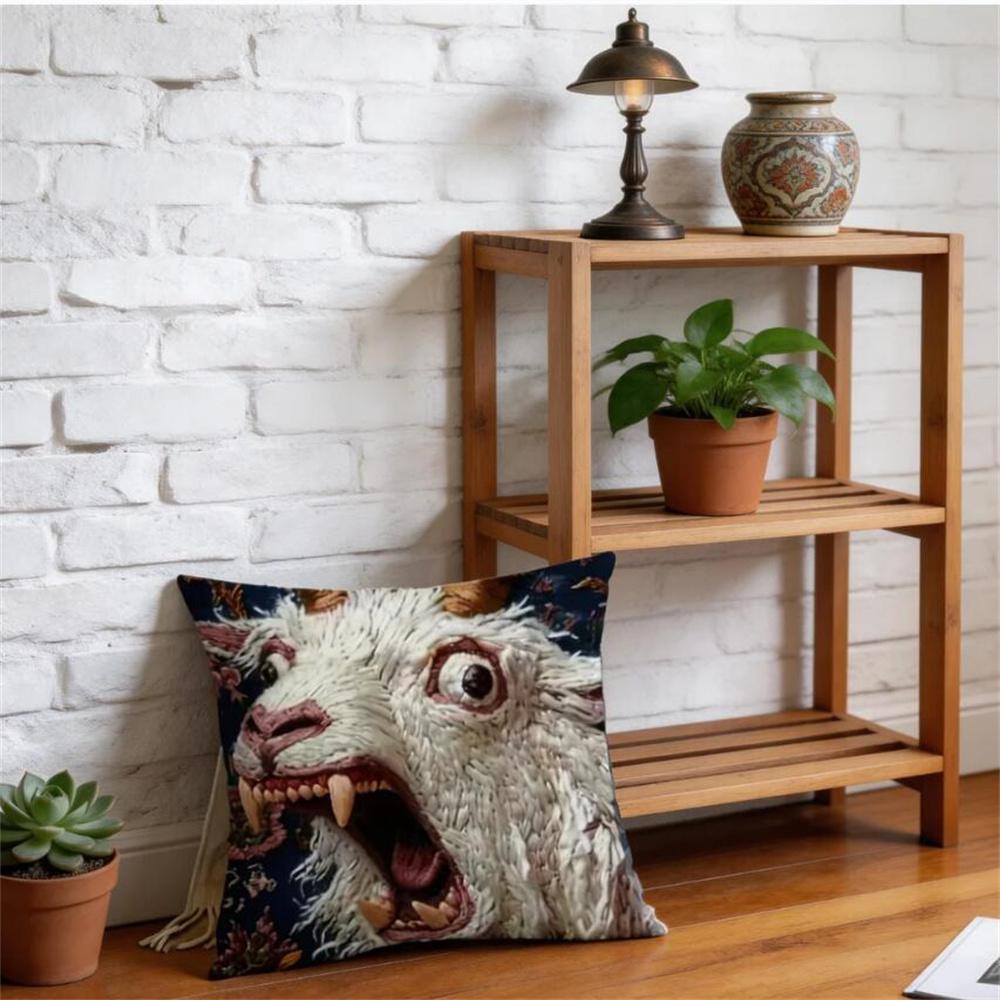 Spooky Goat Face 2D Cushion Cover For Pillow Sofa Printing Decoration Room Home Office Coffee Shop Car Nordic Simplicity