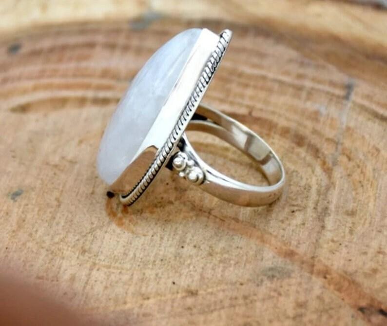 Moonstone Ring, 925 Silver Handmade Boho Designer Ring, Statement Ring, Birthstone Ring, Silver Gift Ring, Pear Ring