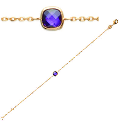 [K7766] - 'Unique' Gold Plated Amethyst Bracelet - 6x6 Mm