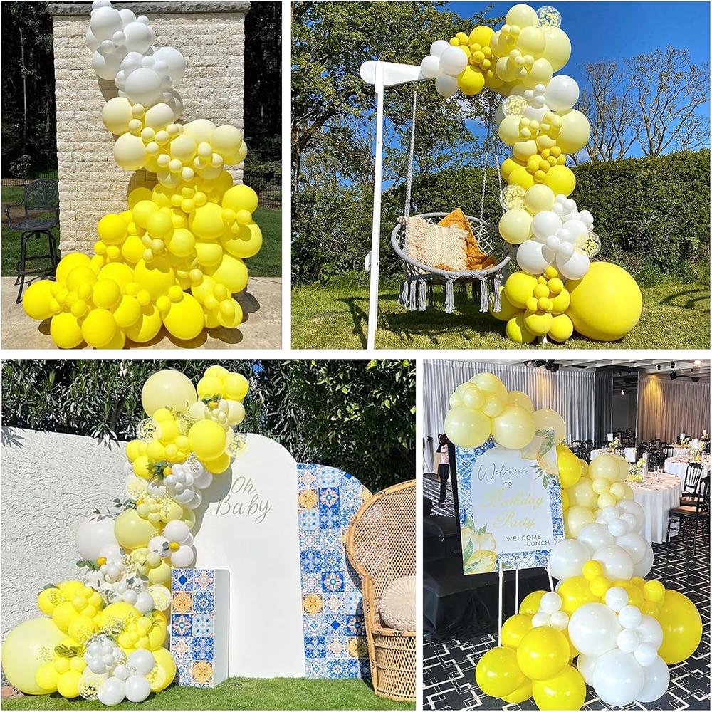 Baby Yellow Balloons Garland Yellow White Gold Confetti Balloon Arch Kit Birthday Party Baby Shower Home Party Decoration Globos