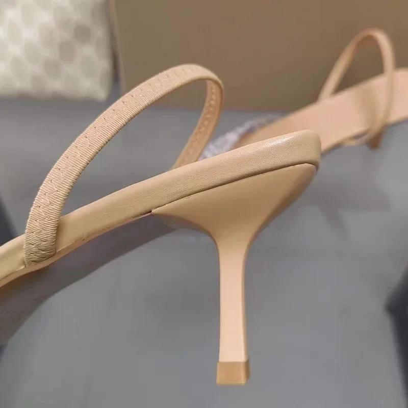 Módní Elegantní Dámské Sandály na Vysokém Podpatku Perlová Dekorace Lehké Špičaté Svatební Party Stiletto Sexy PVC Letní Dámské Boty