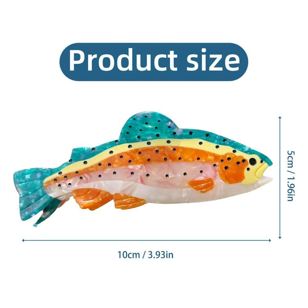 Non-Slip Small Claw Hairpin Thick Hair Compatible Barrettes Cute Salmon Fish Hair Clip  Women