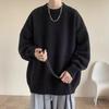 Men's Simple Loose Fit Autumn/Winter Round Neck Base Layer Sweater - Warm Knitwear with Plus Velvet