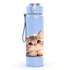 1PC Fluffy Kitten Cute Cat Animal Print 750ml Color Plastic Sports Water Bottle Leakproof Flip Straw Lid Suitable for Sports Office Home Use