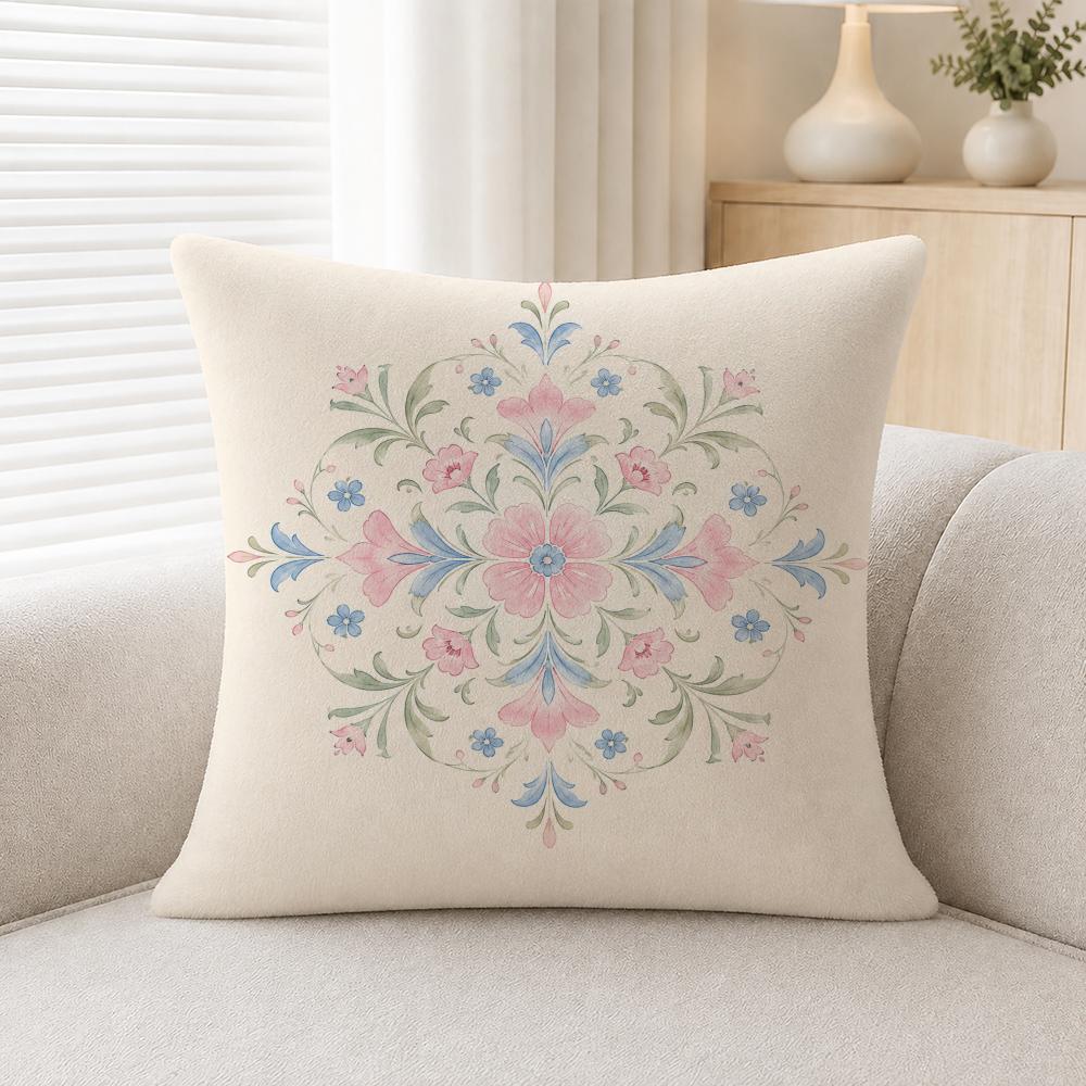 Floral Print Petal Illustration Print Cushion Cover Soft Plush Fluffy Throw Pillow Cases For Sofa Bedroom Home Decor