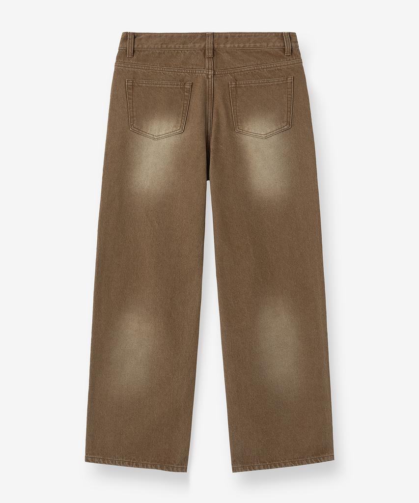 BLOND9 Wit Fading Brown Denim Pants [Wide Fit]