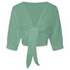 Damen 3/4 Ärmel Weiches Strandhemd Chiffon Transparentes Oberteil Vorne zum Binden Leichte Bluse Lässiger Lockerer Schnitt Sommer Cover Up
