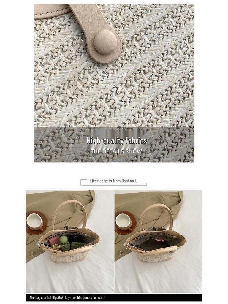 2025 Women's Large Capacity Summer Straw Bucket Shoulder Bag - Versatile Niche Design Tote