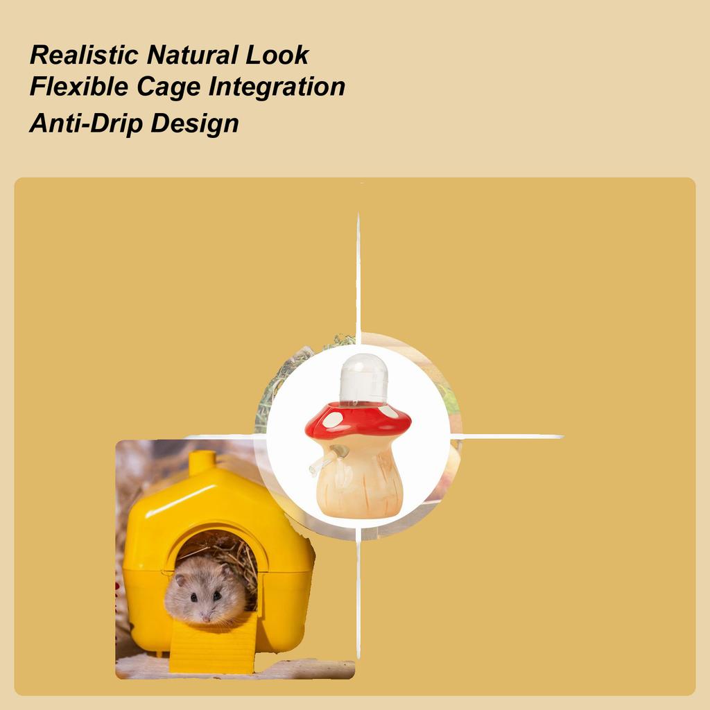 Gerbil Water Bottle Mushroom-Shaped Ceramic Cute Gerbil Water Dispenser For Chinchilla Balcony Cage Apartment Living Room