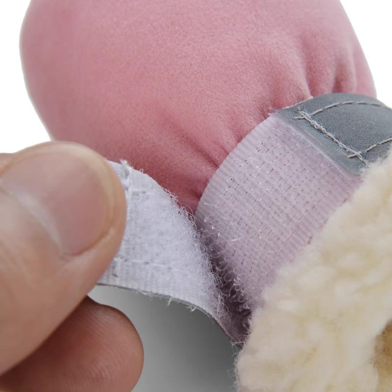 Reflective Velvet-Lined Dog Shoes: Warm, Soft Soled, Anti-Slip & Indoors Safe for Autumn/Winter.