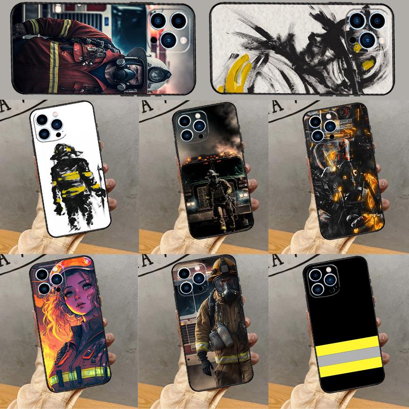 Firefighter Fire Love Phone Case For iPhone 16 Pro Max 15 14 12 11 13 Pro Max Plus 12 13 Mini XR 16e Funda Silione Cover