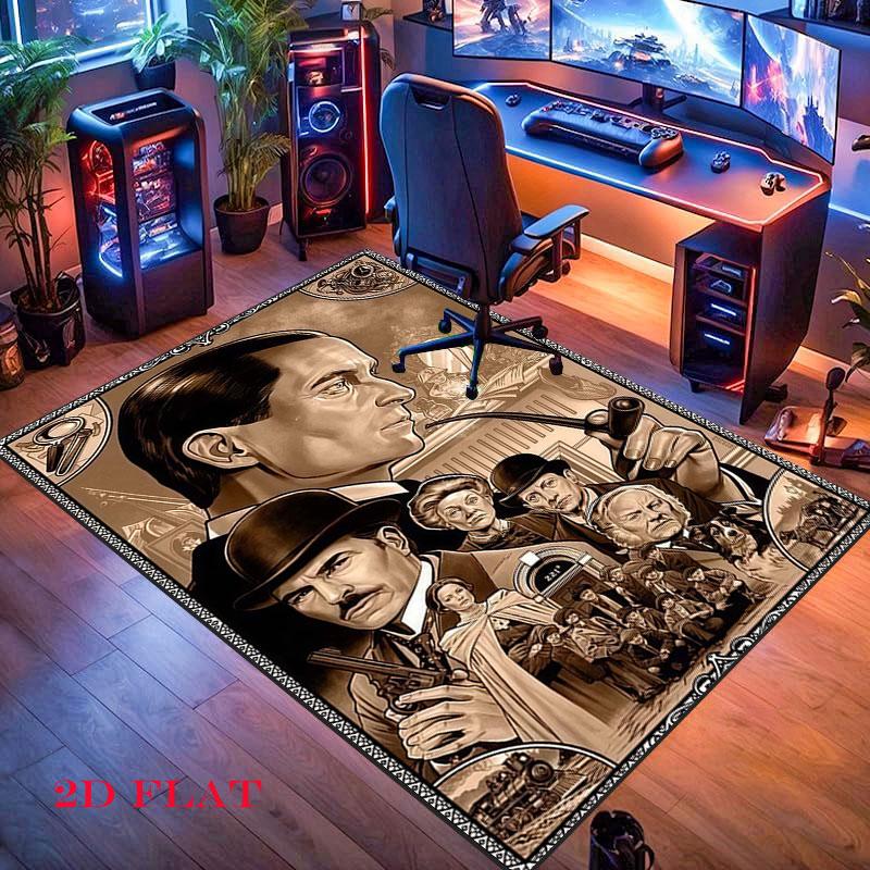 Sherlock Holmes Carpet Rug for Living Room Bedroom Home Sofa Decoration,Kids play Nonslip Floor Mat