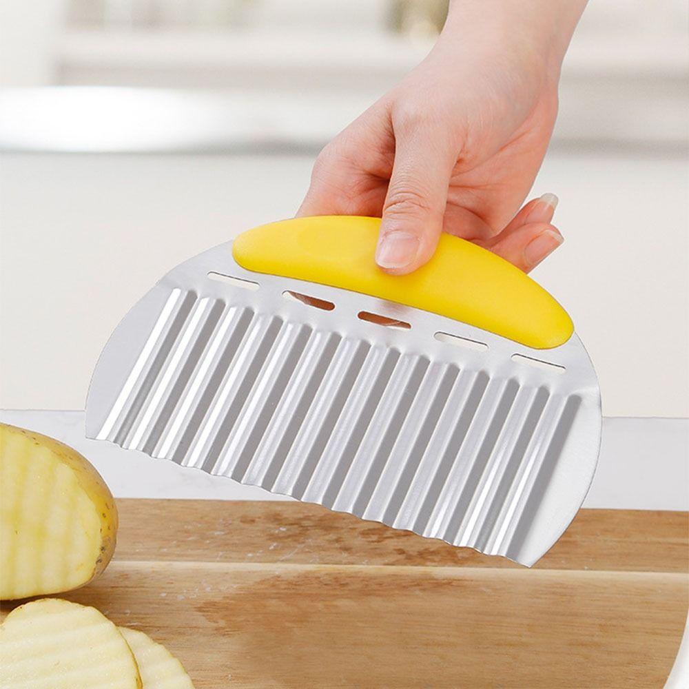 Ergonomic Handle French Fries Cutter Heavy Duty Vegetable Chopper Crinkle Cutter for Fruits