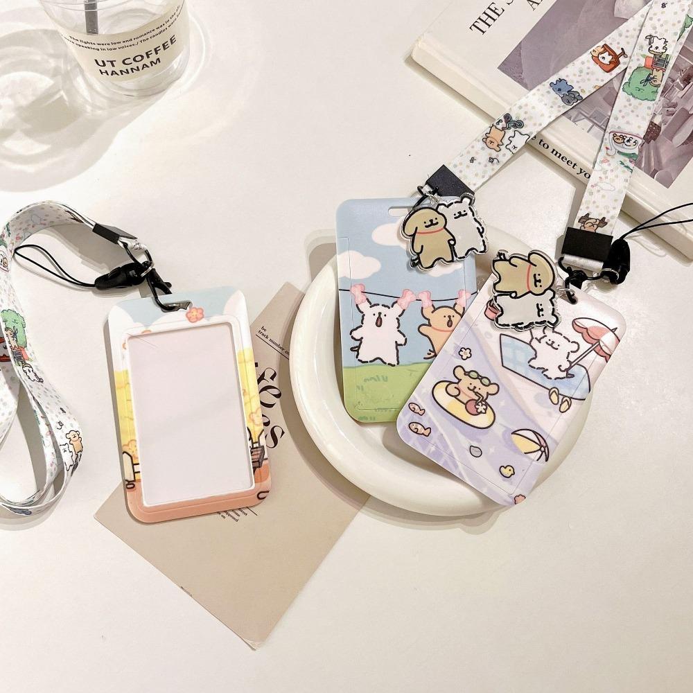 

Защитный чехол для карты с изображением животных, держатель для карточек с изображением мультяшной собаки, чехол для карты в автобусе, брелок для ключей