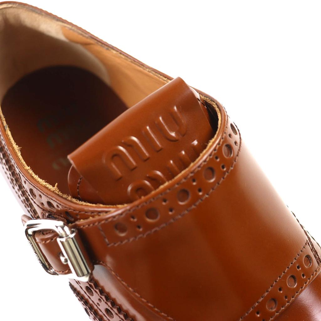 Pristine Churchs Miu Miu Leather shoes Logo double monk strap brogues 38 5E039E Used
