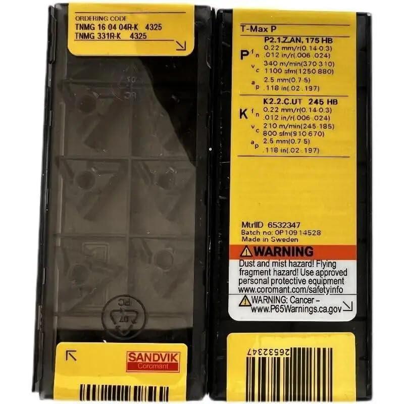 Original Sandvik / TNMG160404R-K 4325  / CNC Lathe Carbide Blade 10 PCS