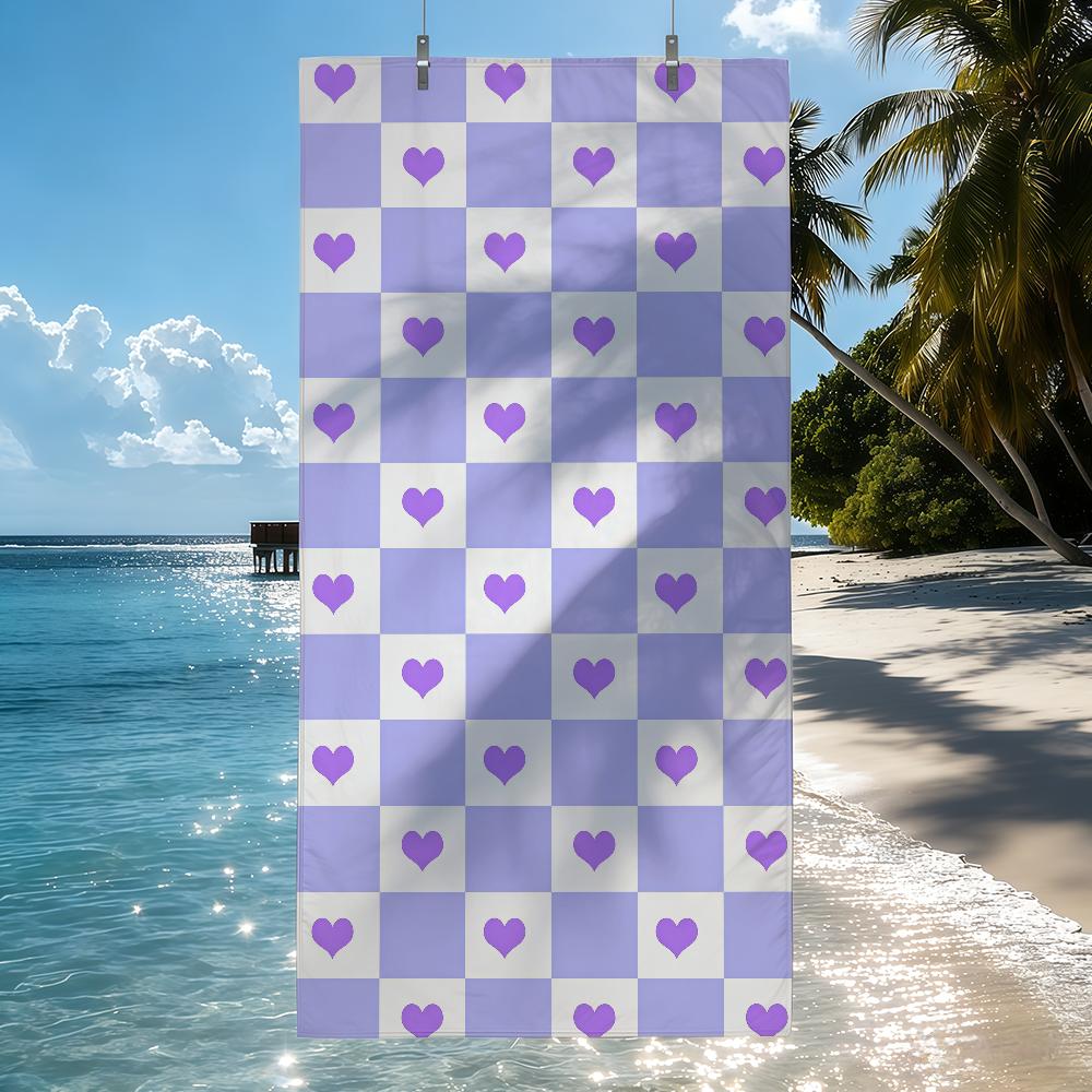 

cute Checkered pattern Towel Quick Drying Beach Towels Are Suitable For Swimming Pools Camping Yoga And The Gym W30*H60(CM)