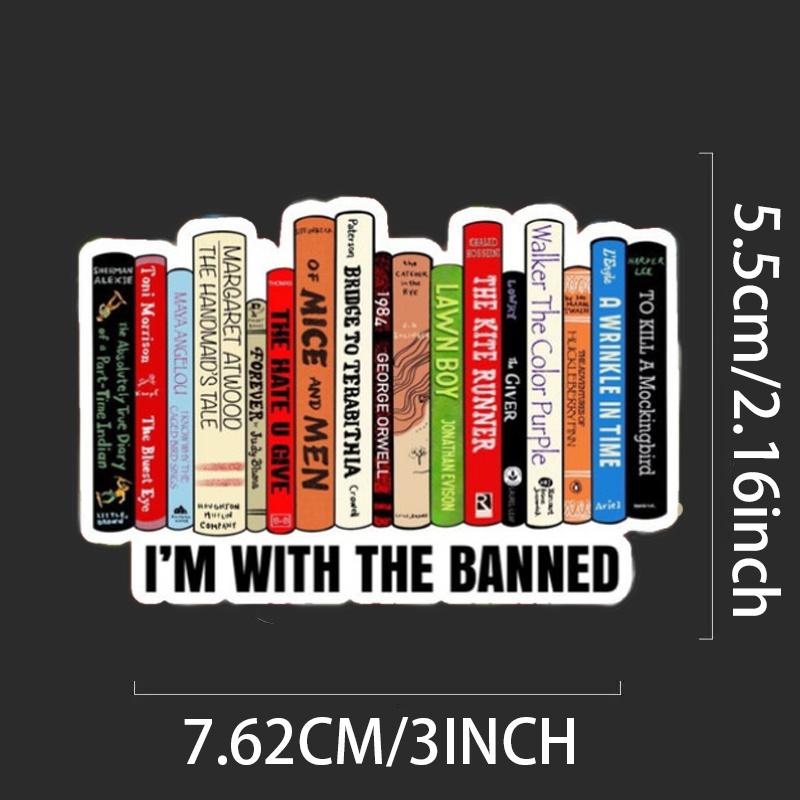 

Я с запрещенными наклейка, Наклейка «Запрещенные книги», Библиотекарь, наклейка на бутылку с водой, наклейка на ноутбук, наклейка для чтения, наклейка для планировщика 5PC