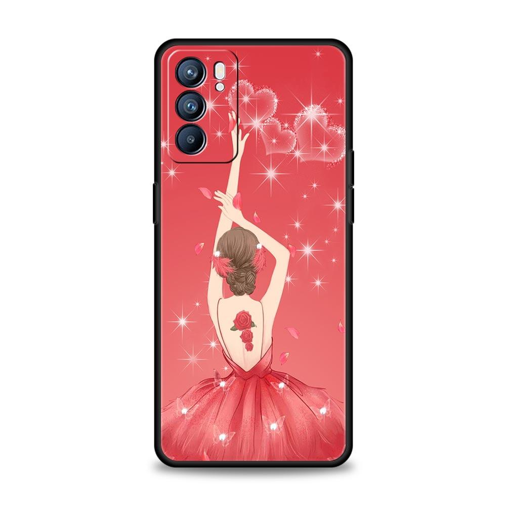 Fashion Pretty Girl Evening Dress Case For Oppo Reno14 Reno13 Reno12 11 F 10 Find X5 X9 Pro A54 5G A53 A9 A78 4G A80 A98 Cover