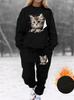 1116 European and American new women's clothing, simple casual fashion 1D printing loose crew neck sweater women's suit