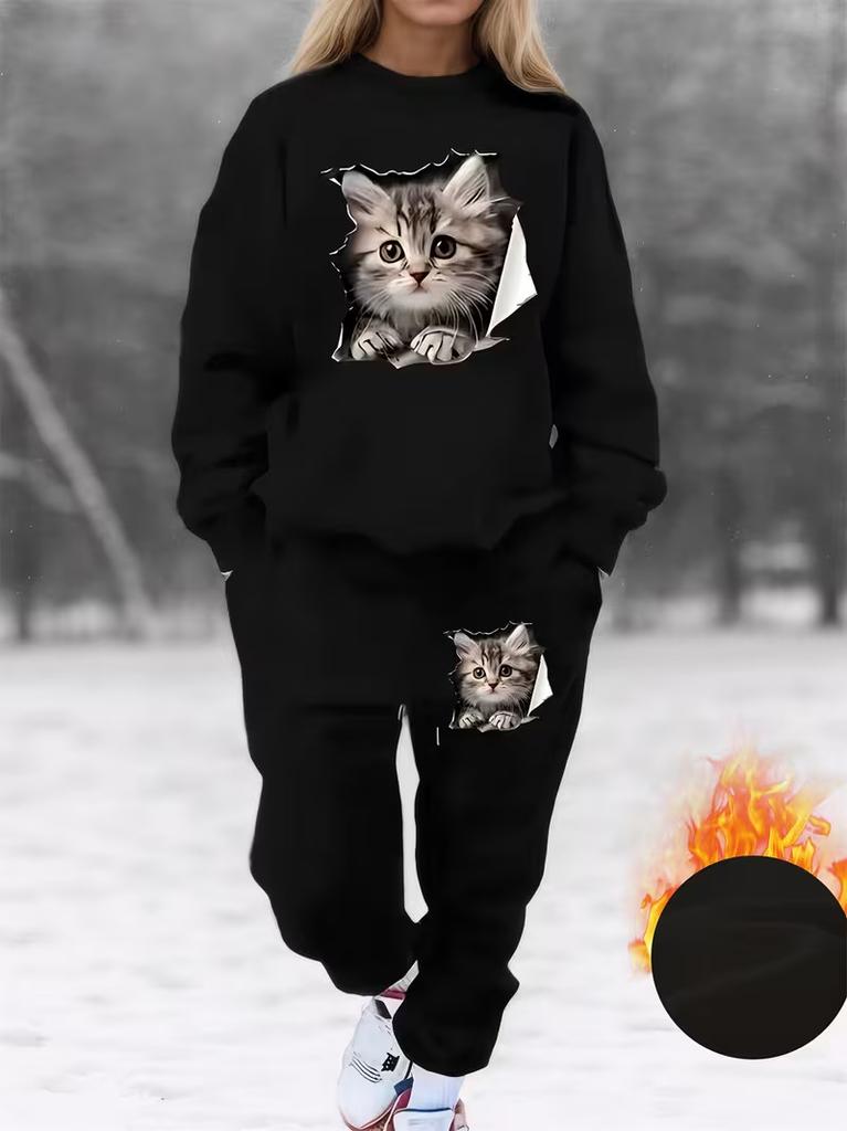 1116 European and American new women's clothing, simple casual fashion 1D printing loose crew neck sweater women's suit