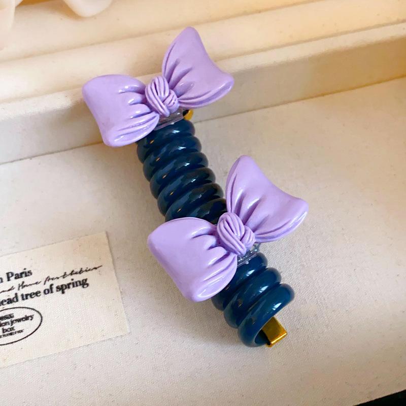 Flower pearl phone line hair band sweet bubble braided hair rope small fresh atmosphere low ponytail hair accessories women