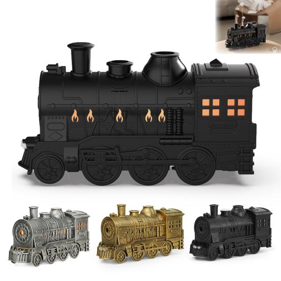 Large Capacity Mist Maker for Sleep Vintage Steam Train Aroma Diffuser, 300ml Ultrasonic Cool Humidifier with Dual Decorative Air Christmas