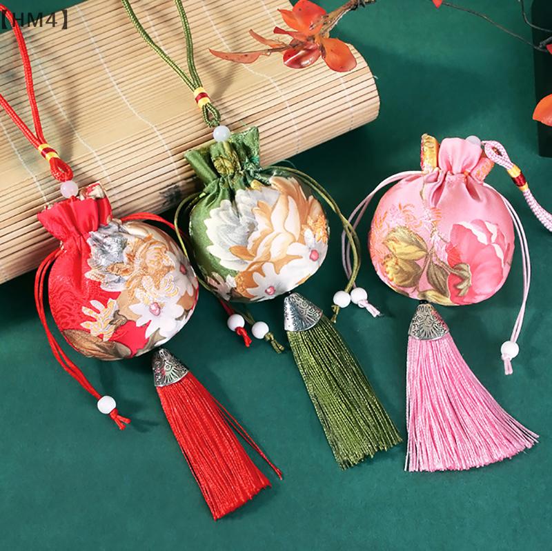 Chinese Style Embroidery Tassel Gift Car Pendant Empty Pouch Lotus Bag Diy Scented Sachet Fragrance Packs
