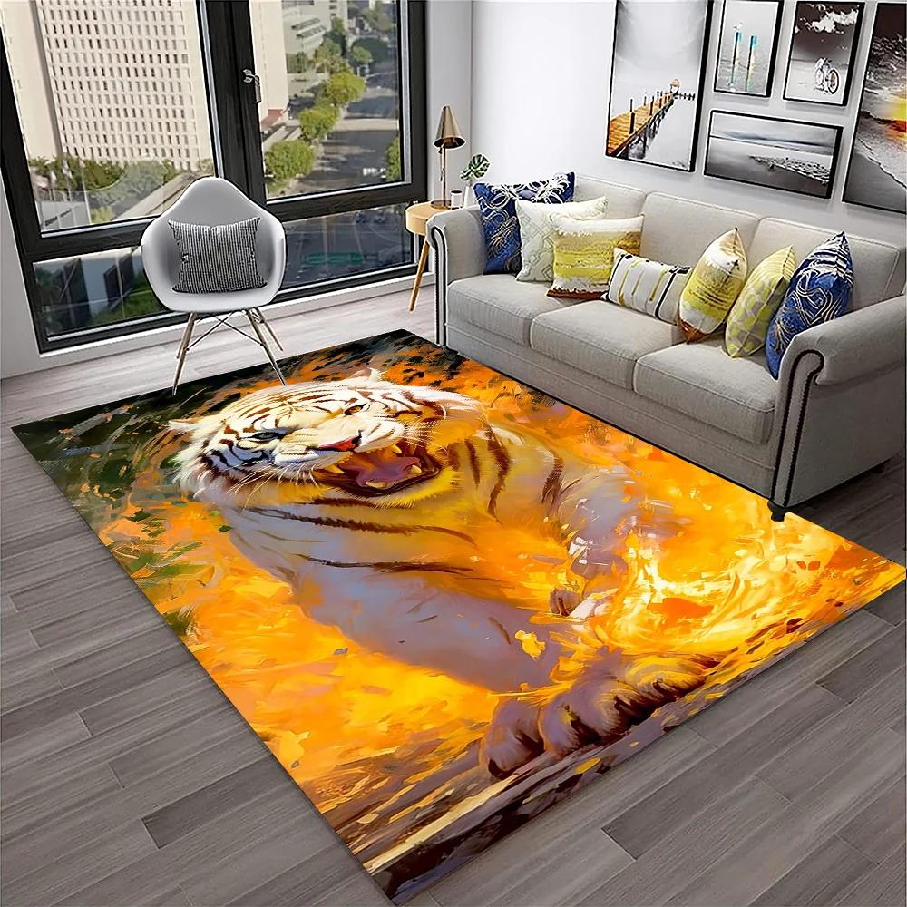 Tappeto Animale Tigre dei Sogni 3D Cartoon per Casa Soggiorno Camera da Letto Divano Zerbino Decorazione, Tappeto per Area Giochi Bambini Tappetino Antiscivolo