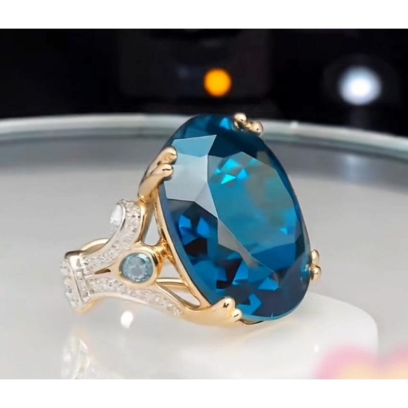 European and American Fashion Double Goose Egg Blue Ring Light Luxury Style High-end Sense