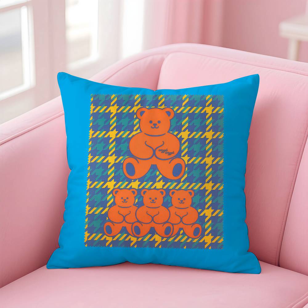 Colorful Cute W-wiggle Wiggle Pillow Case Anti-dustmite Pillowcase Invisible Zipper Silky Short Plush Sofa Cushion Cover