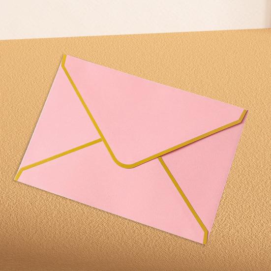 10Pcs Hot Stamping Envelope Golden Border Blanks V-Flap Design Envelope Greeting Cards Invitations Notes Envelopes
